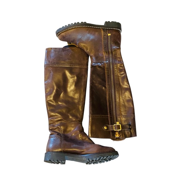 KORS MICHAEL KORS Brown Leather Riding Boots - Picture 1 of 12